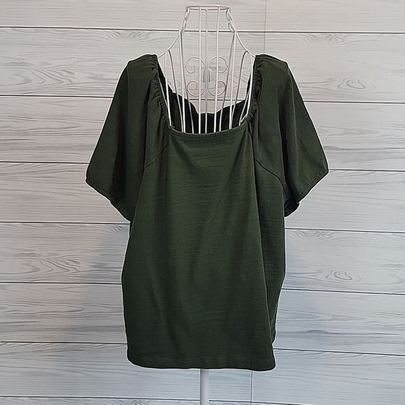 Lane Bryant square neck button-down knit top - green Women's Size 26/28 - Picture 6 of 10